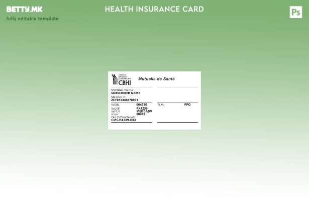 Модерен стил Шаблон за картичка за здравствено осигурување во Руанда